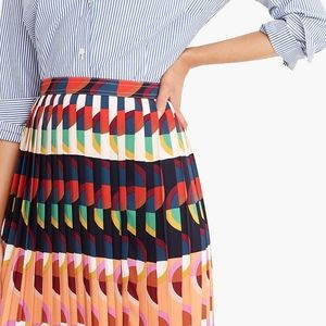 J. Crew Pleated Midi Skirt in Art Deco Print